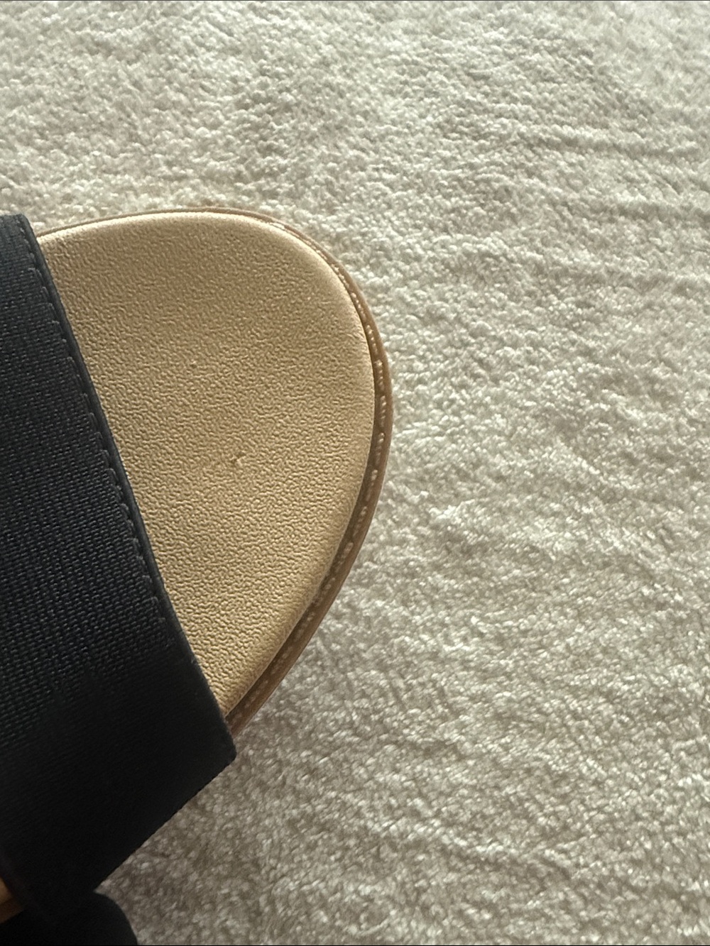 Anne Klein Black Double-Band Slide Sandals with Gold Medallion Accent - Picture 9 of 10